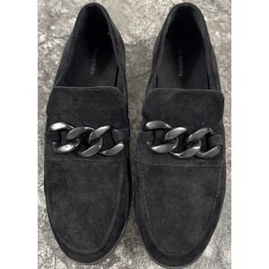 Maurices Womens Sasha Chain Faux Suede‎ Loafer Shoes Black Sz 11M